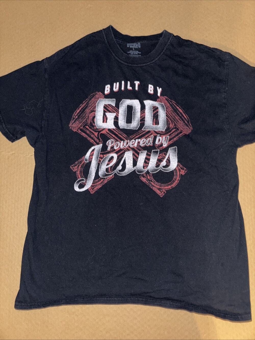 Men’s Built By God Jesus Shirt Large 21x27
